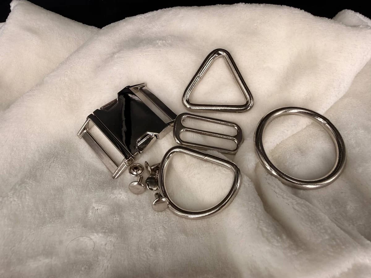 Grey metal hardware close-up
