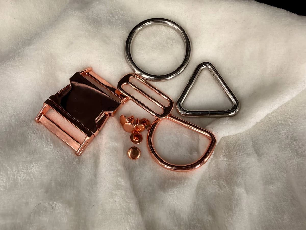 Rose gold metal hardware close-up